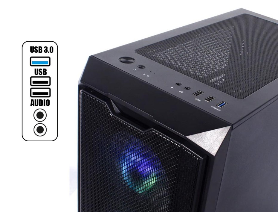 Case Halion Ironman X Fuente 550w (ironman550wm) Panel De Vidrio, 3 Ventiladores, Led Rgb, Negro