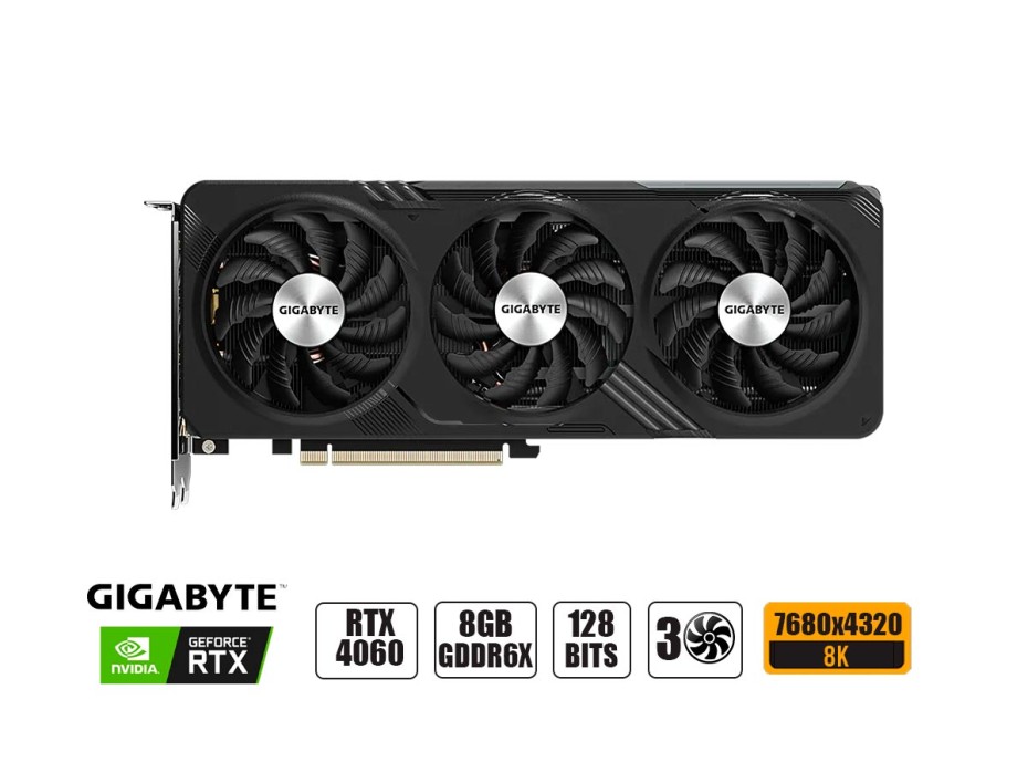 Tarjeta De Video Gigabyte Rtx 4060 Gaming Oc 8gb Gddr6 (gv-n4060gaming Oc-8gd) Geforce Nvidia 128 Bits, 3 Ventiladores