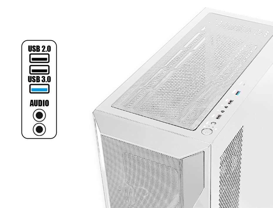 Case Antryx Fx 710 White Gaming S/fuente (ac-fx710w) Panel De Vidrio, 4 Ventiladores, Led Argb, Blanco