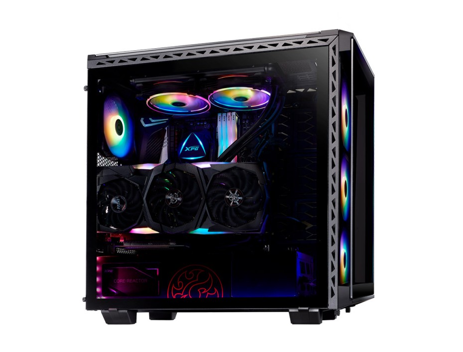 CASE XPG BATTLECRUISER BLACK SIN FUNTE, CON PANEL LATERAL DE VIDRIO TEMPLADO, 3 VENTILADORES LED ARGB, SALIDA DE AUDIO, COLOR NEGRO (75260031)