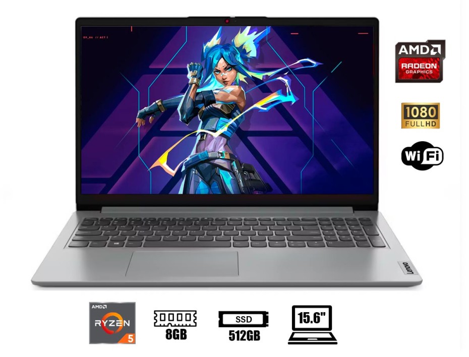 Laptop Lenovo Ryzen 5-7520u Ideapad 1 15amn7 (82vg00hblm) Pantalla 15.6" Fhd Tn, Ram 8gb, Ssd M.2 512gb, S/sistema, Esp