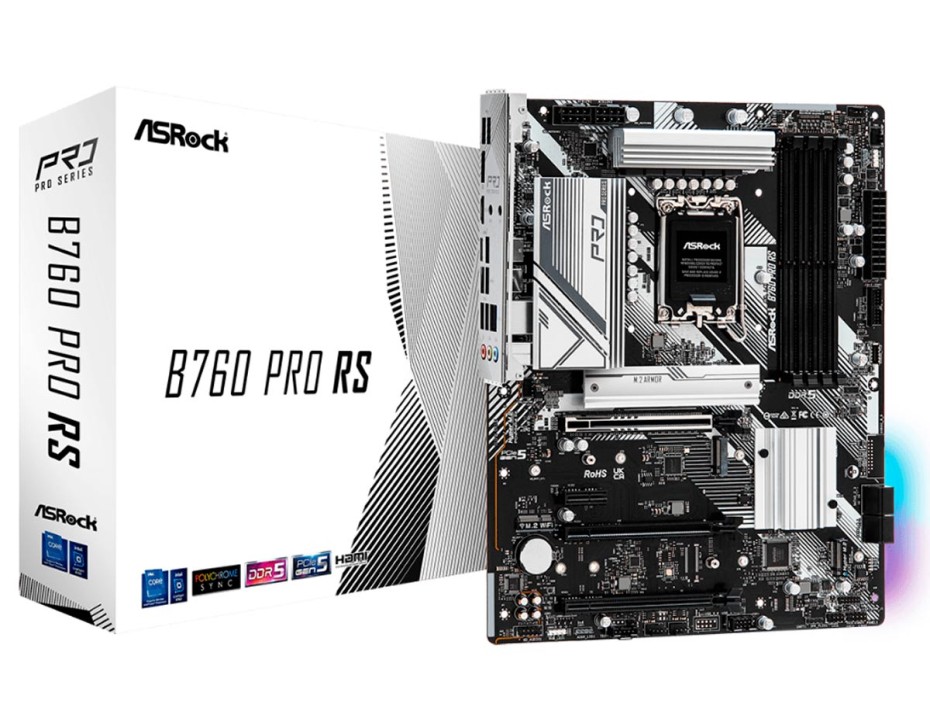 Placa Madre Asrock B760 Pro Rs (90-mxbks0-a0uayz) Socket Lga 1700, Ram Ddr5 Buss 7200oc Mhz, 14va, 13va, 12va Gen, Rgb