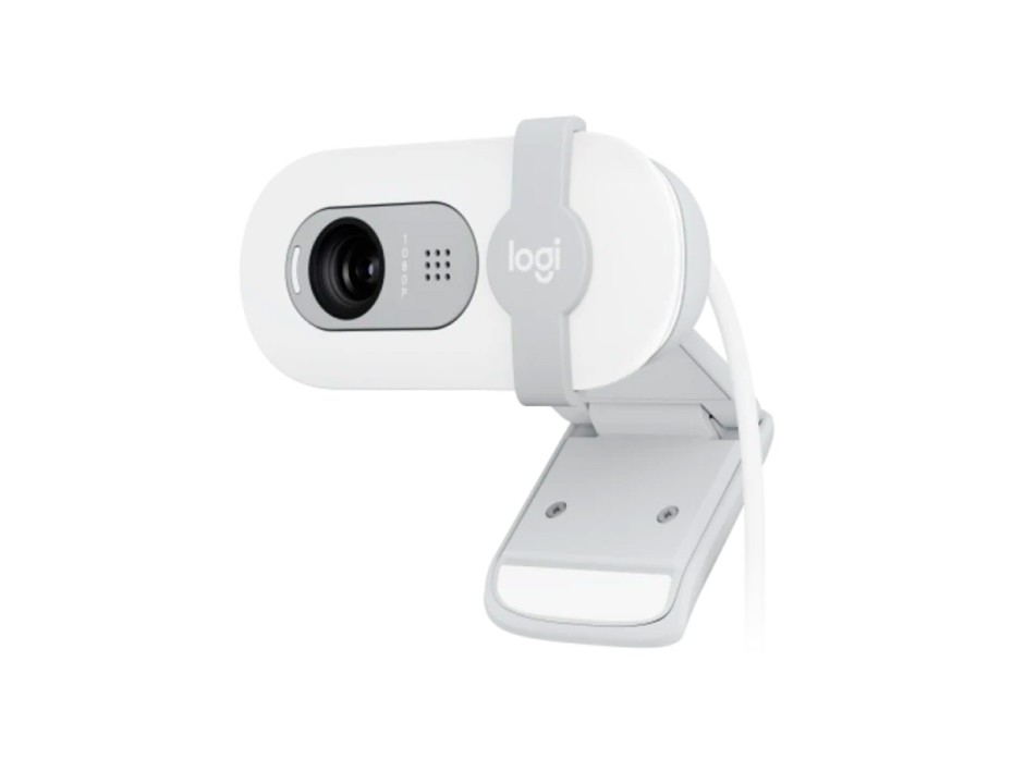 Camara Logitech Brio 100, Con Microfono, Color Blanco Conexion Usb, Resolucion 1920 X 1080p (960-001615)