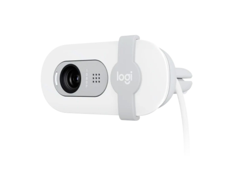 Camara Logitech Brio 100, Con Microfono, Color Blanco Conexion Usb, Resolucion 1920 X 1080p (960-001615)