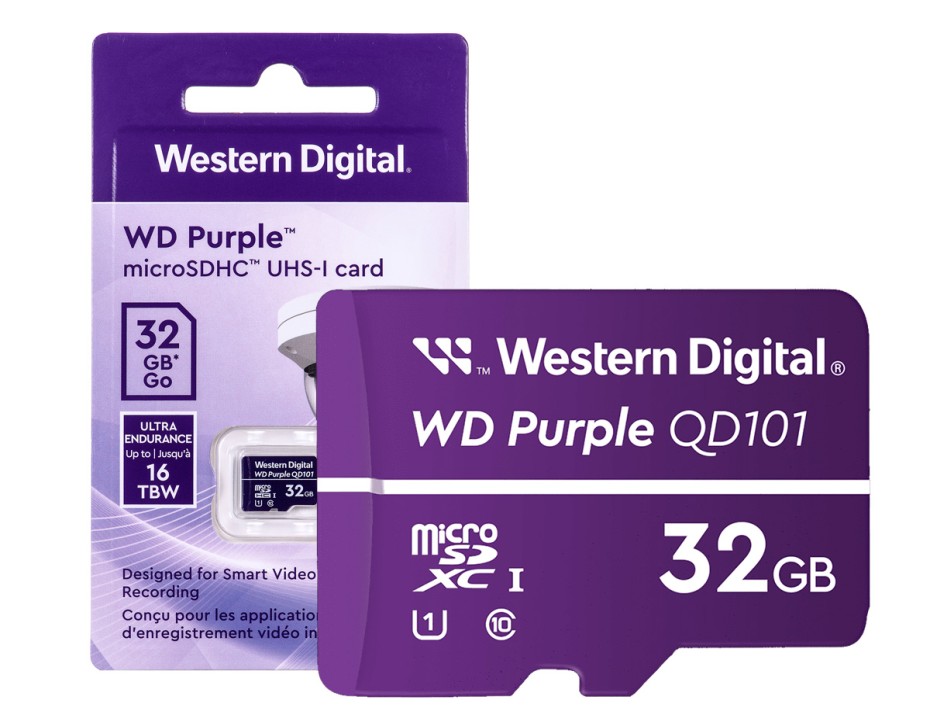 Memoria Micro Sd Western Digital 32gb Purple Qd101 (wdd032g1p0c) Para Camara De Videovigilancia