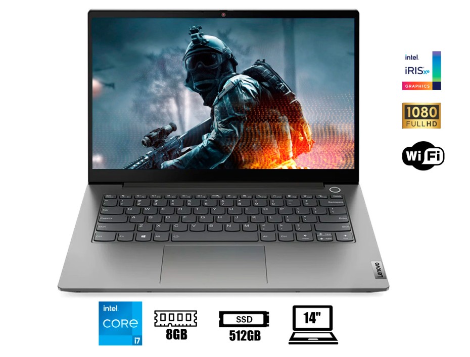 Laptop Lenovo Core I7-1165g7 Thinkbook 14 G2 Itl (20vd007clm) Pantalla 14'' Fhd, Ram 8gb, Sdd 512gb, Win10 Pro, Es., 11gen.