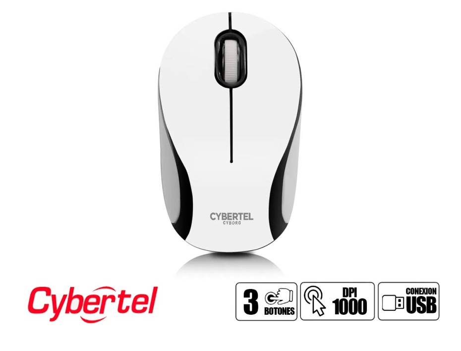 Mouse Inalambrico Cybertel Cyborg Cyb M318w (cyb M318w) Hasta 1000 Dpi, Receptor Usb, Blanco