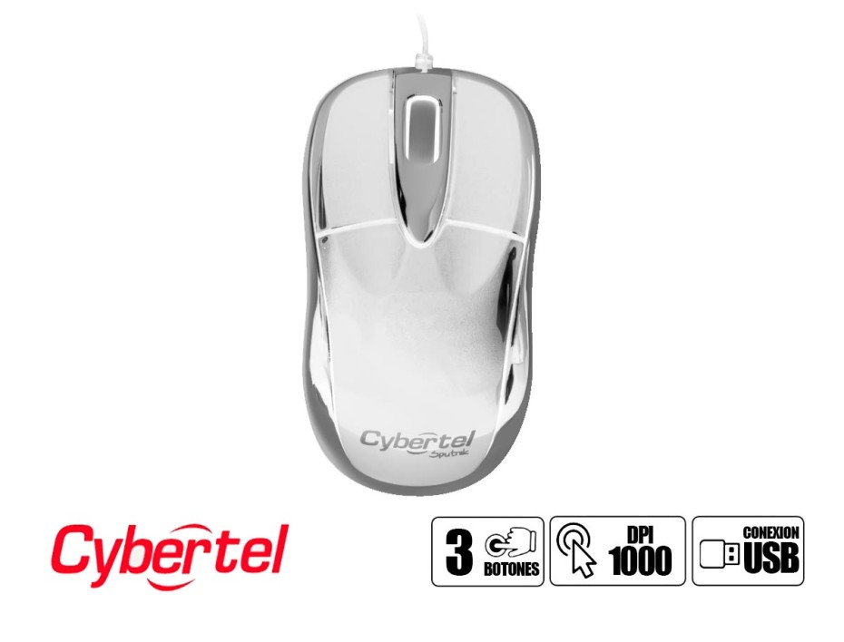 Mouse Cybertel Sputnik Cyb M204w (cyb M204w) Hasta 1000 Dpi, 3 Botones, Retractil, Blanco