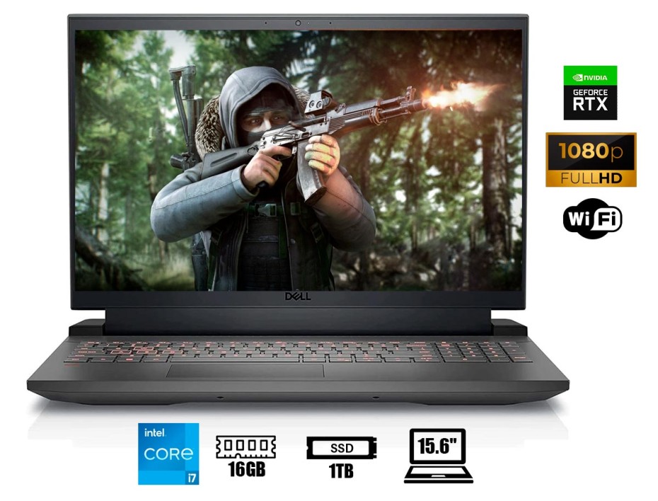 Laptop Dell Core I7-13650hx G15 G5530 Gaming (1xgrh) 15.6" Fhd 120hz, Ram 16gb, Ssd 1tb, Rtx 4060 8gb, Win11, 13gen., Backlit Dark Shadow