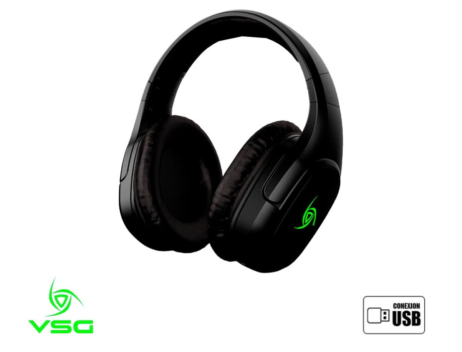 Auricular Inalambrico Vsg Gaming Gravity (vg-wh807-blk) Con Microfono, Interfaz Usb, Rgb, Negro