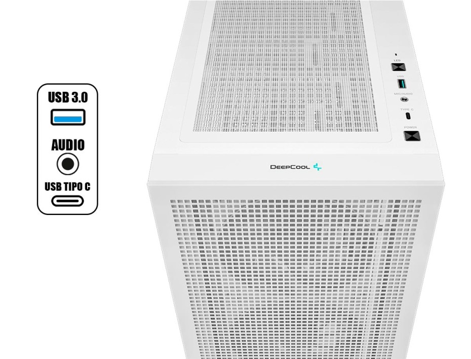 Case Deepcool Ch560 Wh S/fuente (r-ch560-whape4-g-1) Panel De Vidrio, 4 Ventiladores, Led Argb, Blanco