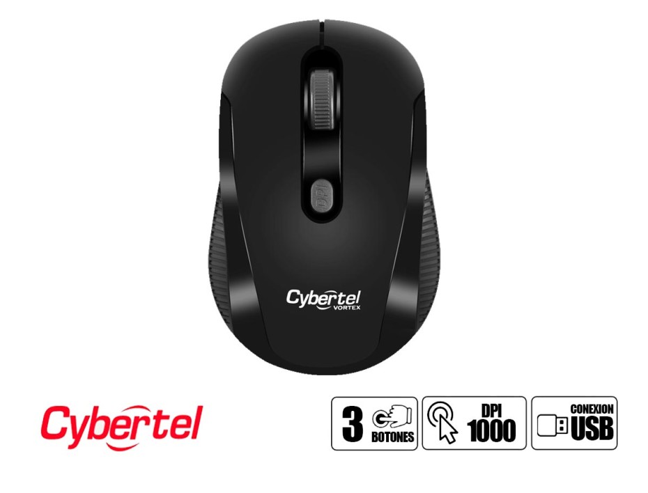 Mouse Inalambrico Cybertel Vortek Cyb M207 (cyb M207) Hasta 1000 Dpi, Receptor Usb, Negro