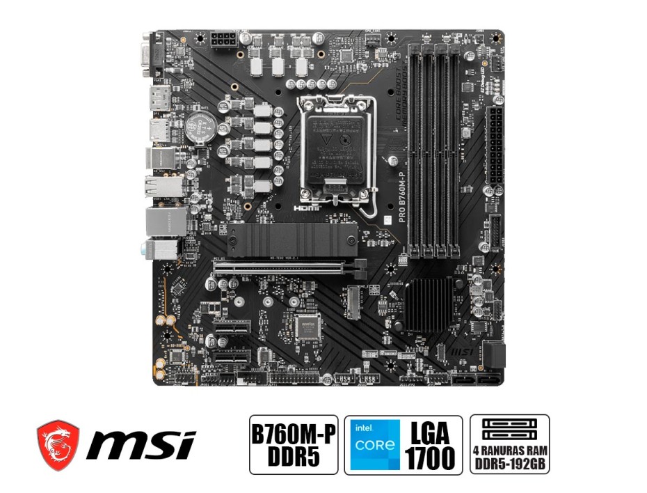 Placa Madre Msi B760m-p Pro (pro B760m-p Ddr5) Socket Lga 1700, Ram Ddr5 Buss 6800oc Mhz, 14va, 13va, 12va Gen