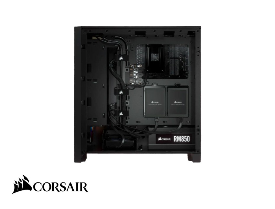 Case Corsair Icue 4000x Rgb S/fuente (cc-9011204-ww) Panel De Vidrio, 3 Ventiladores, Led Rgb, Negro