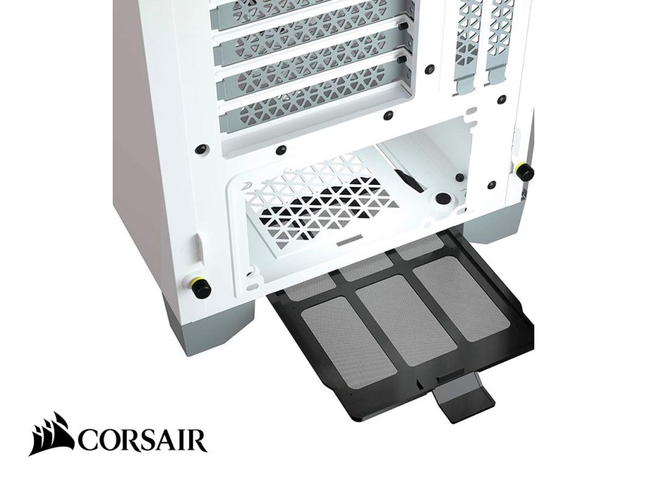 Case Corsair Icue 4000x Rgb S/fuente (cc-9011205-ww) Panel De Vidrio, 3 Ventiladores, Led Rgb, Blanco