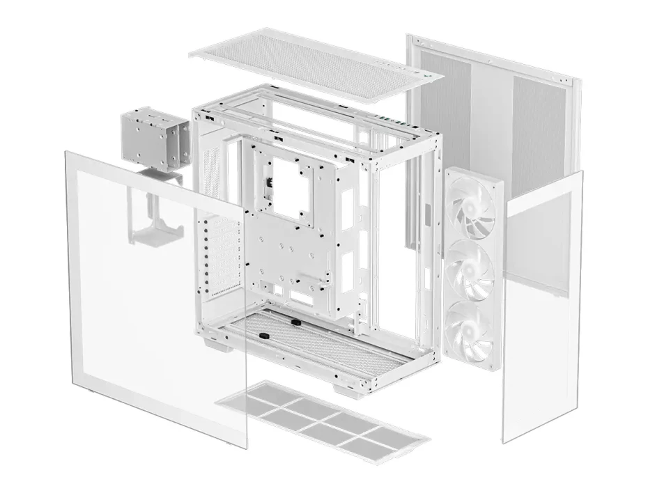 Case Deepcool Ch780 Wh S/fuente (r-ch780-bkade41-g-1) Paneles De Vidrio, 3 Ventiladores, Led Argb, Blanco