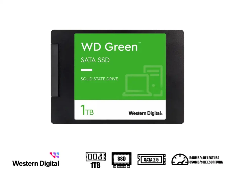 Unidad De Almacenamiento Ssd Sata 2.5 Western Digital 1tb Wd Green (wds100t3g0a) 545mb/s