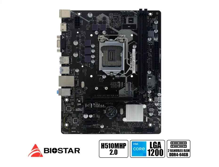 Placa Madre Biostar H510mp 2.0 (h510mp 2.0) Socket Lga 1200, Ram Ddr4 Buss 3200mhz, 11va, 10ma Gen