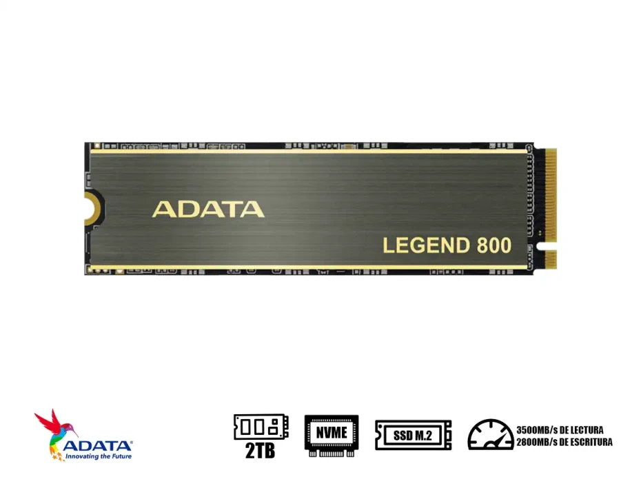 Unidad De Almacenamiento Ssd M.2 Pcie Adata 2tb Nvme Legend 800, 2280 (aleg-800-2000gcs) 3500mb/s