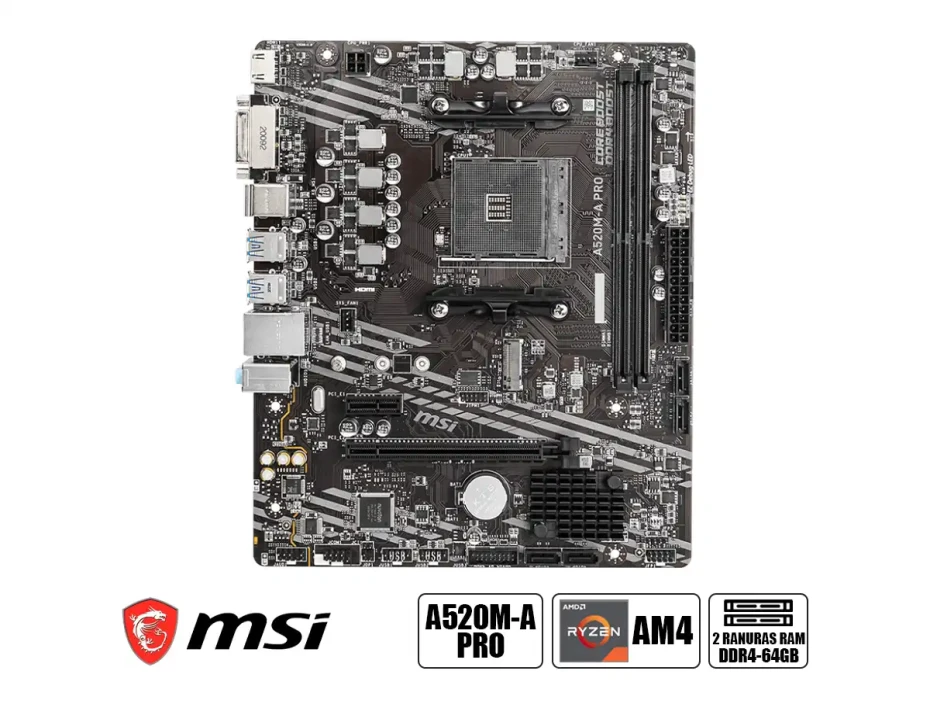 Placa Madre Msi A520m-a Pro (911-7c96-031) Socket Am4, Ram Ddr4 Buss 4600mhz