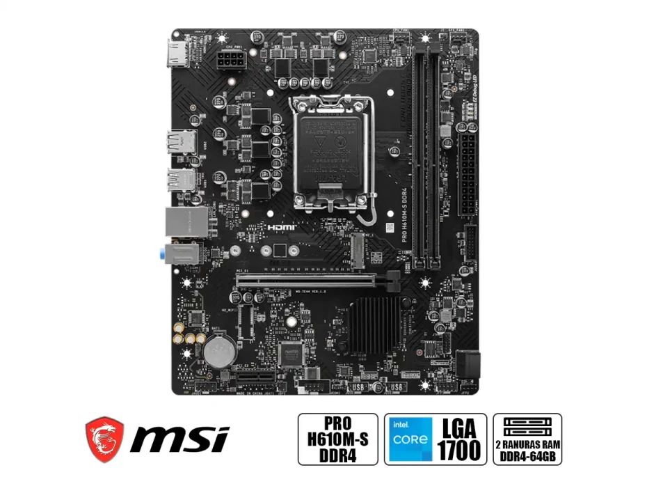 Placa Madre Msi H610m-s Pro (pro H610m-s Ddr4) Socket Lga 1700 | Ram Ddr4 Buss 3200mhz | 12va Gen.