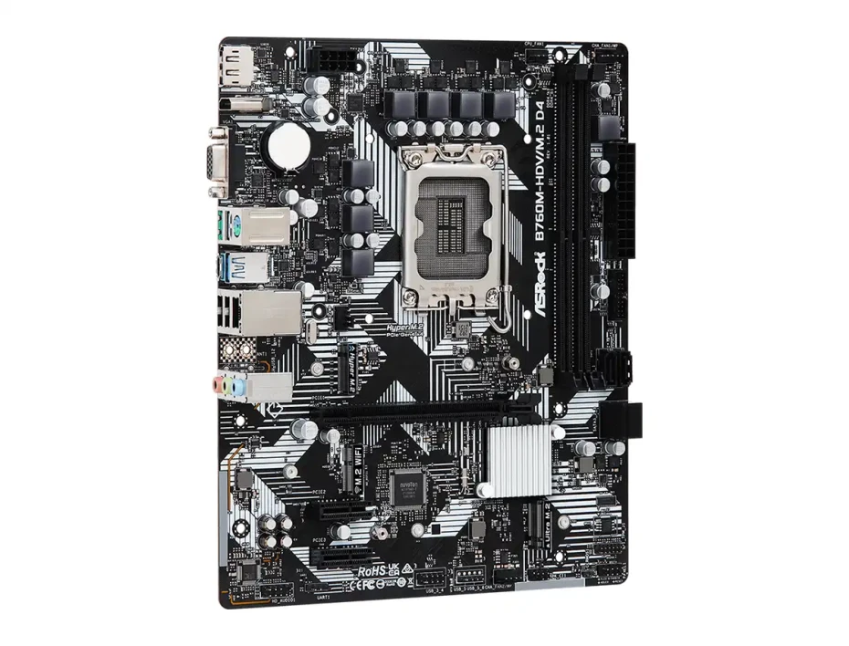 Placa Madre Asrock B760m-hdv-m.2 D4 (90-mxbl40-a0uayz) Socket Lga 1700, Ram Ddr4 Buss 5333oc Mhz, 14va, 13va, 12va Gen, Rgb