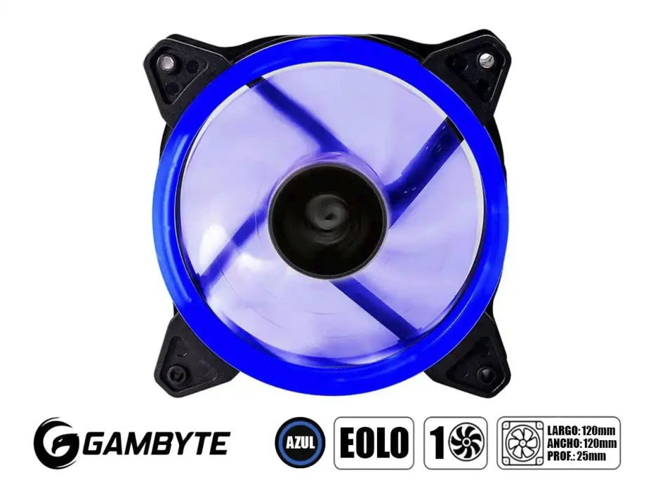 Cooler Para Case Gambyte Eolo (eolo-b) 120mm, Led Azul, Negro