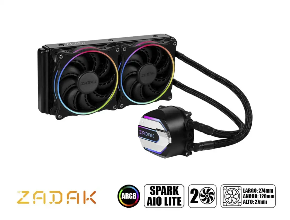 Sistema De Enfriamiento Liquido Zadak Spark Lite (za-spl240ab-r1) 2 Ventiladores, 240mm, Led Argb