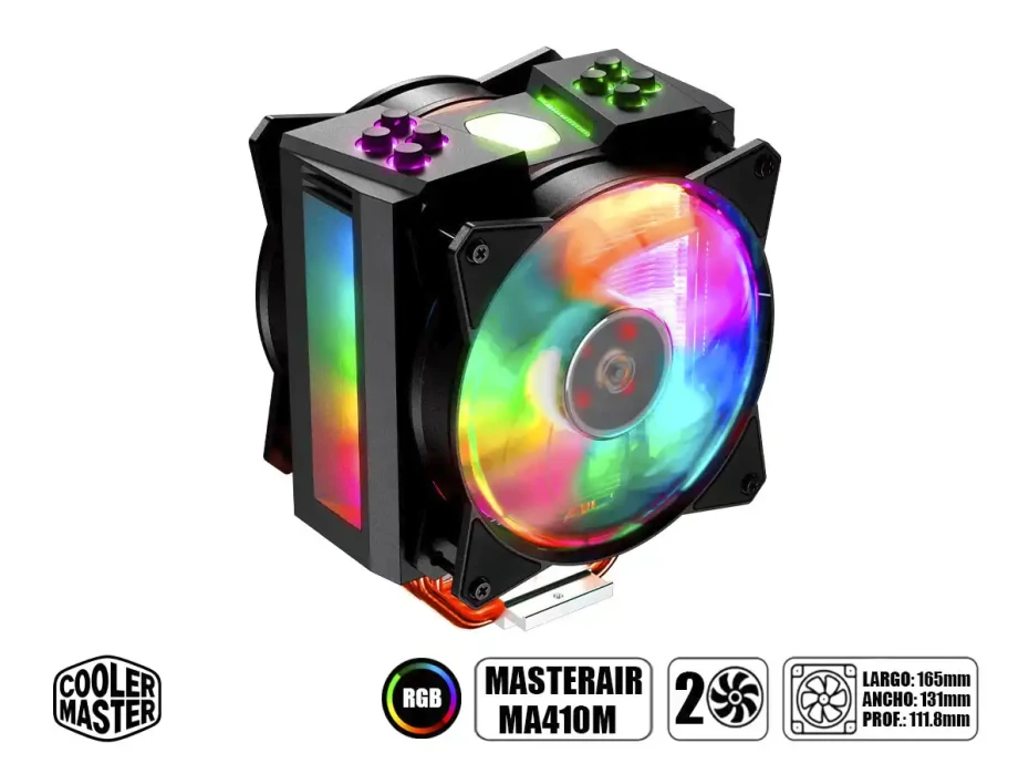 Cooler Para Procesador Cooler Master Masterair Ma410m (mam-t4pn-218pc-r1) 2 Ventiladores, Led Rgb