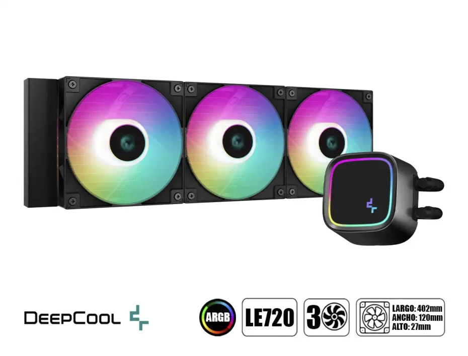 Sistema De Enfriamiento Liquido Deepcool Le720 (r-le720-bkammn-g-1) 3 Ventiladores, 360mm, Led Argb