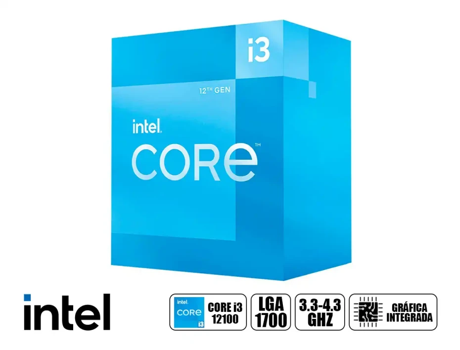 Procesador Intel Core I3 12100 3.3ghz Hasta 4.3ghz 12mb (bx8071512100) Lga 1700, 4 Nucleos, C/ Grafica Uhd 730