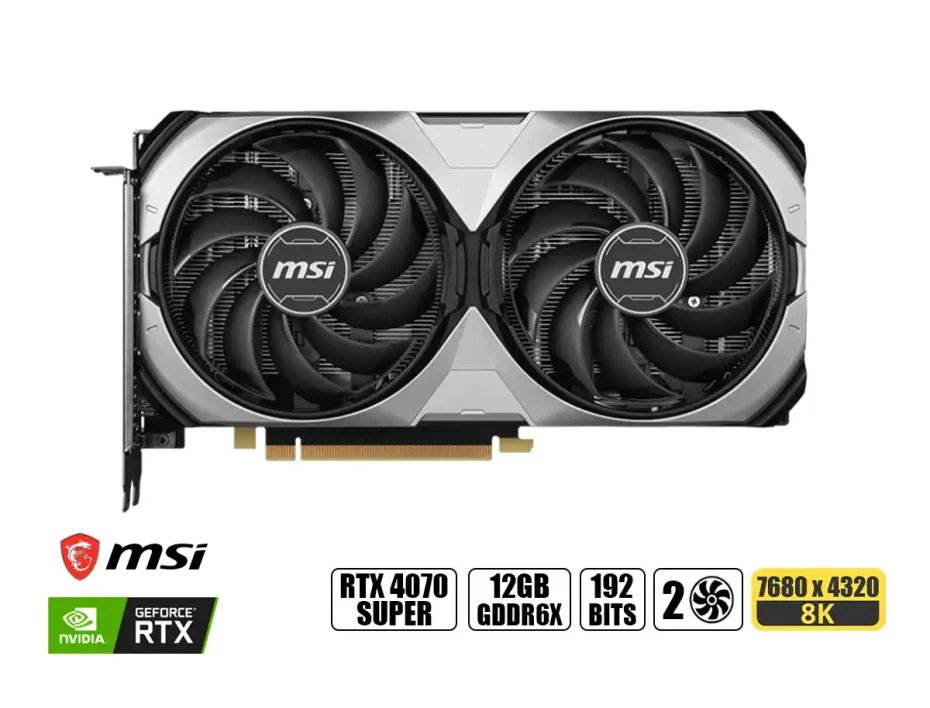 Tarjeta De Video Msi Rtx 4070 Super Ventus 2x Oc 12gb Gddr6x (912-v513-641) Geforce Nvidia 192 Bits, 2 Ventiladores