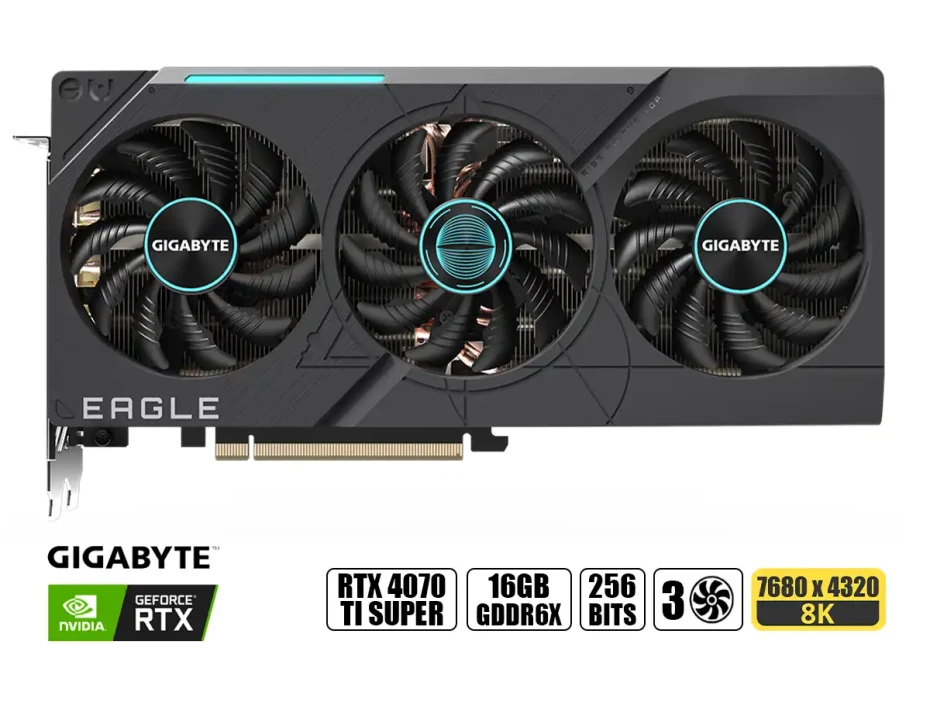 Tarjeta De Video Gigabyte Rtx 4070 Ti Super Eagle Oc 16gb Gddr6x (gv-n407tseagle Oc-16) Geforce Nvidia 256 Bits, 3 Ventiladores