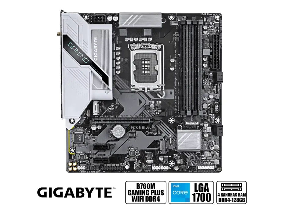 Placa Madre Gigabyte B760m Gaming Plus Wifi Ddr4 (b760m G P Wifi Ddr4) Socket Lga 1700, Ram Ddr4 Buss 5333 Mhz, 14va, 13va, 12va Gen, Wifi