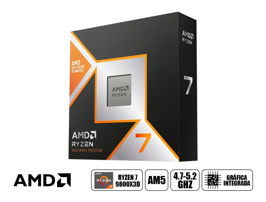 Procesador Amd Ryzen 7 9800x3d 4.7ghz Hasta 5.2ghz, 96mb (100-100001084wof) Am5, 8 Nucleos, S/cooler