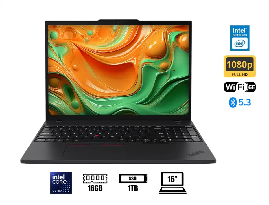 Laptop Lenovo Core Ultra 7-155u Thinkpad T16 Gen3 (21mq000ylm) Pantalla 16" Wuxga, Ram 16gb, Ssd 1tb, Win11 Pro