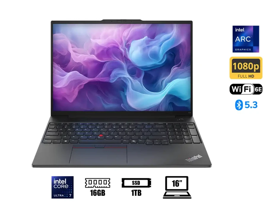 Laptop Lenovo Core Ultra 7-155h Thinkpad E16 Gen 2 (21mb0012lm) Pantalla 16" Wuxga, Ram 16gb, Ssd 1tb, Intel Arc, Win11 Pro