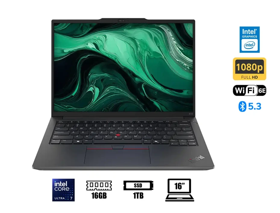 Laptop  Lenovo Core Ultra 7-155h Thinkpad E14 Gen 6 (21m8001jlm) Pantalla 14" Wuxga, Ram 16gb, Ssd 1tb, Intel Arc, Win11 Pro