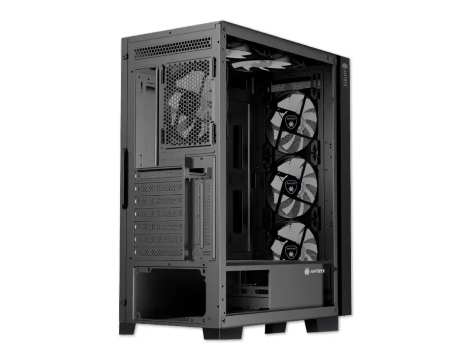 Case Antryx Rx-250 Gaming S/fuente (ac-rx250kfr) Panel De Vidrio, 4 Ventiladores, Led Frgb, Negro