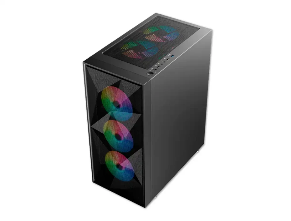 Case Antryx Rx-250 Gaming S/fuente (ac-rx250kfr) Panel De Vidrio, 4 Ventiladores, Led Frgb, Negro