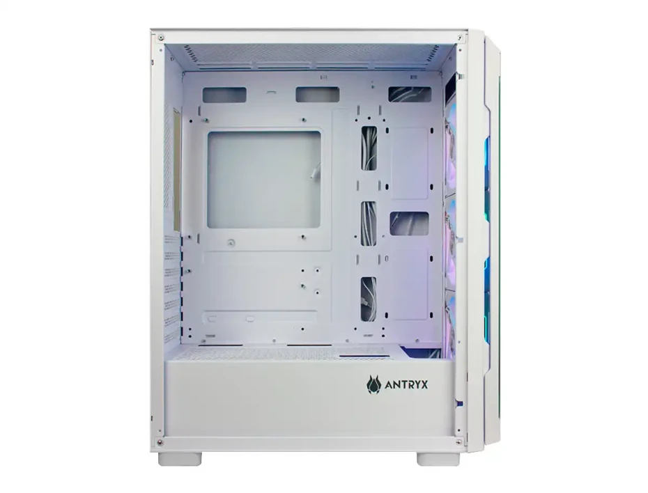 Case Antryx Rx-560 White S/fuente (ac-rx560w) Panel De Vidrio, 3 Ventiladores, Led Argb, Blanco