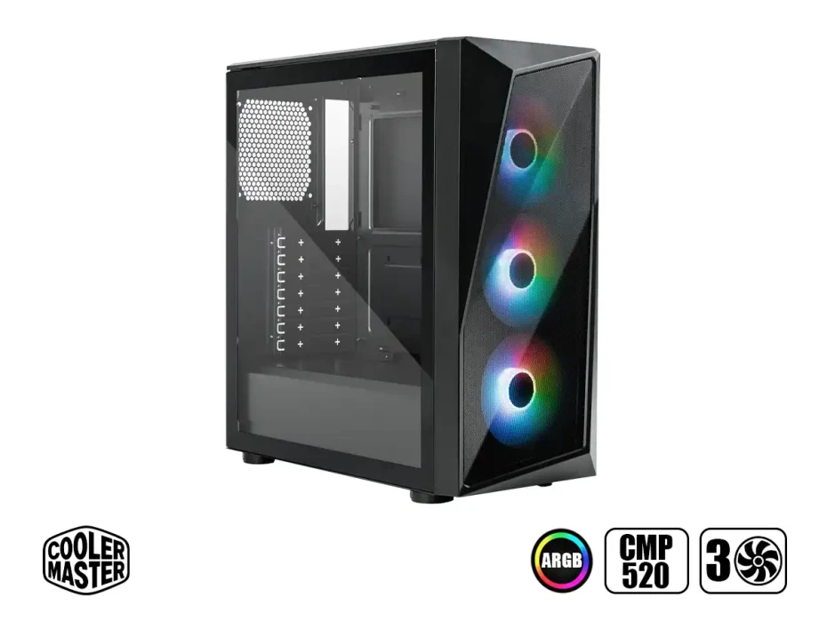 Case Cooler Master Cmp 520 S/fuente (cp520-kgnn-s00) Led Argb X3 Fan, Negro