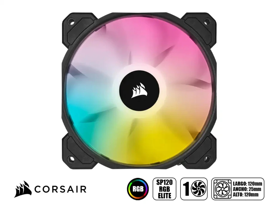 Cooler Para Case Corsair Sp120 Rgb Elite (co-9050108-ww) 120mm, Led Rgb, Negro