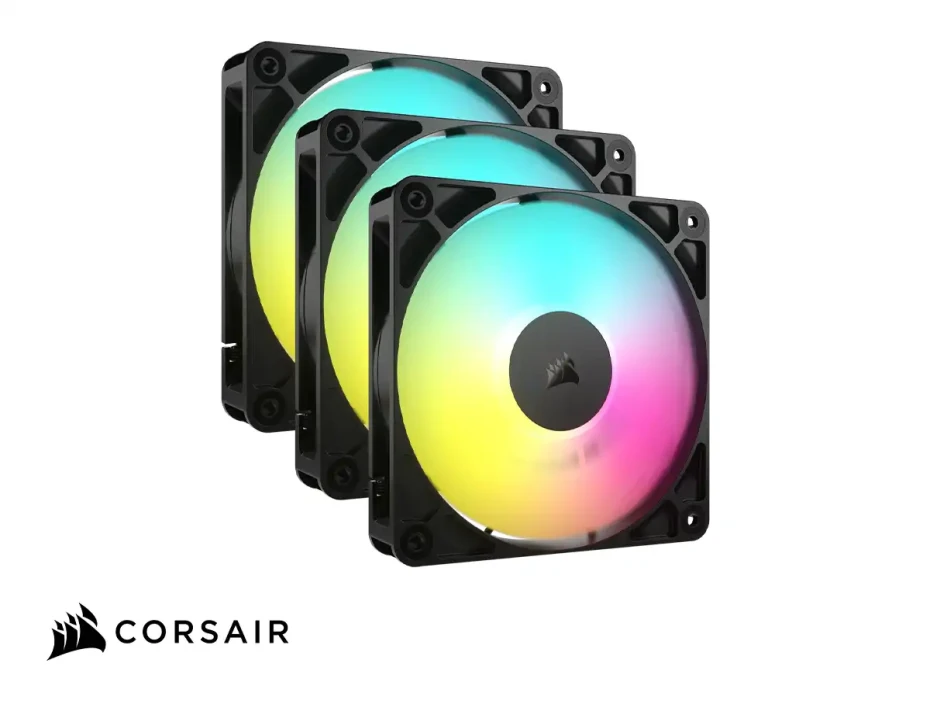 Cooler Para Case Corsair Rs120 (co-9050181-ww) Pack 3, 120mm, Led Argb, Negro