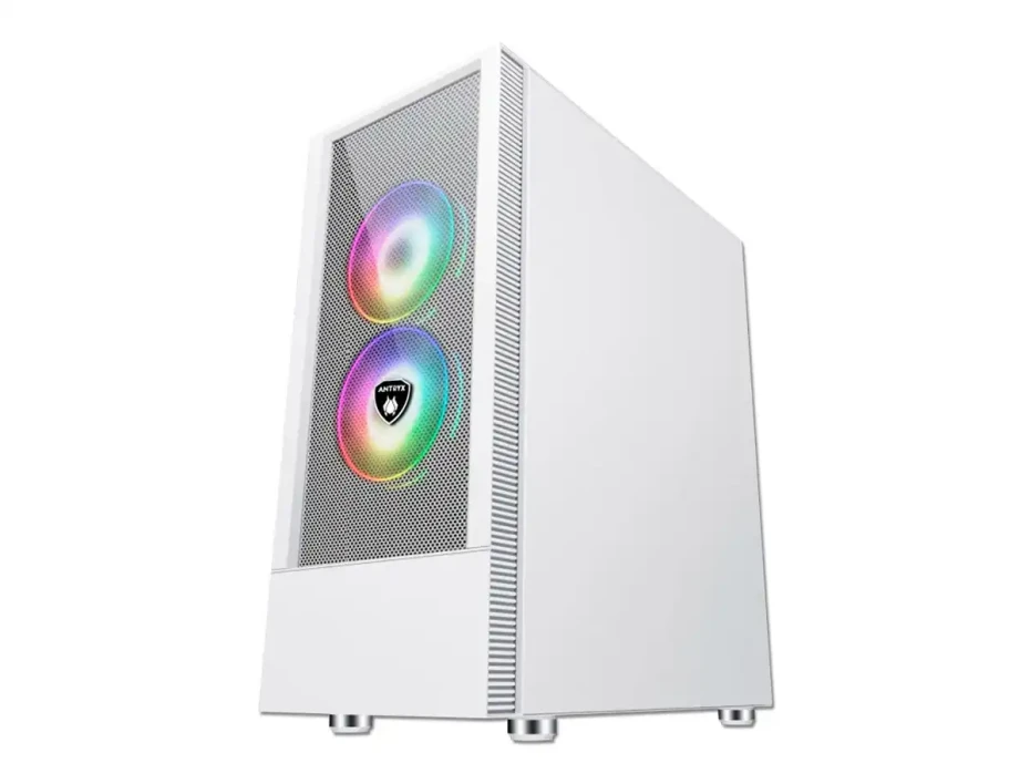 Case Antryx Rx-460 Mesh White S/fuente (ac-rx460mw) Panel De Vidrio, 3 Ventiladores, Led Argb, Blanco