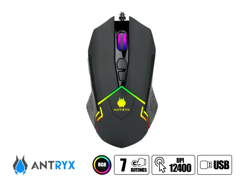 Mouse antryx chrome Askalon (agm-6100k) Hasta 12.400 Dpi, 8 Botones, Rgb, Negro