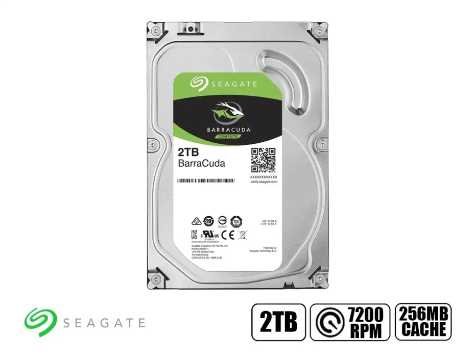 Disco Duro Seagate 2tb (st2000dm008) Cache De 256mb, 7200 Rpm, 3.5", Sata 3, Para Pc De Escritorio, Verde