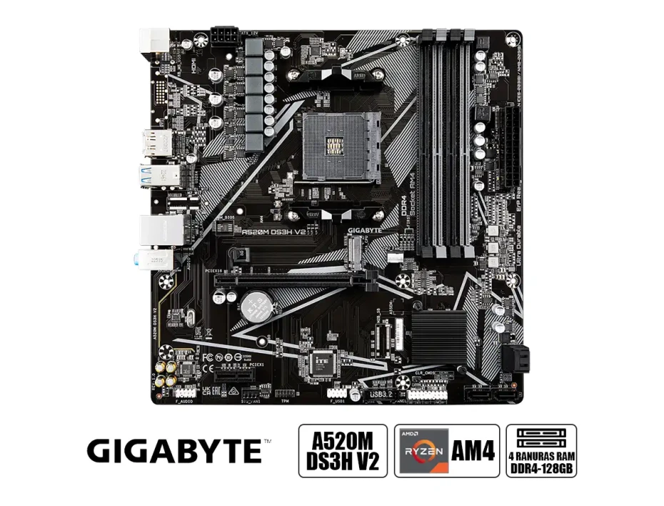 Placa Madre Gigabyte A520m Ds3h V2 (a520m-ds3h-v2) Socket Am4, Ram Ddr4 Buss 4733oc Mhz