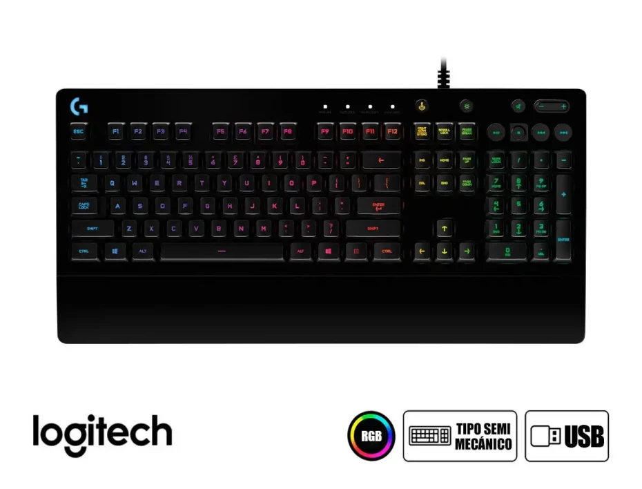 Teclado Gamer Logitech G213 Prodigy (920-008084) Semi Mecanico, Led Rgb