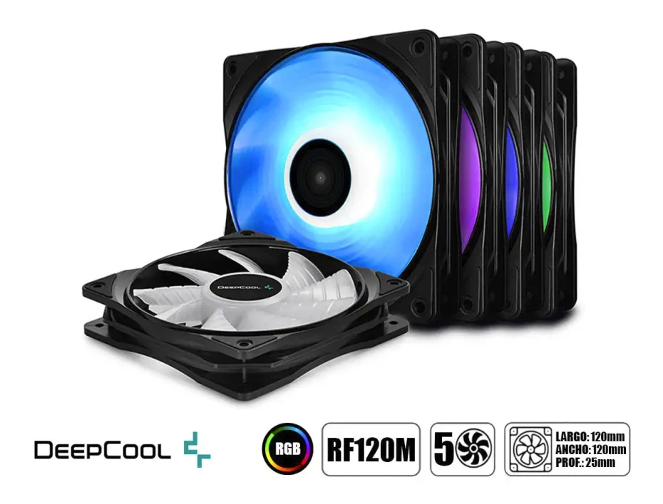 Cooler Para Case Deepcool Rf120m-5 In 1 (dp-frgb-rf120-5c-m) Pack 5 En 1, 120mm, Led Rgb